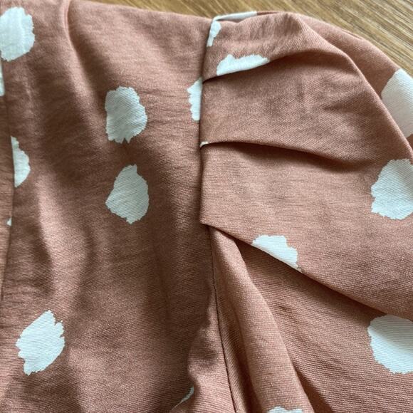 Jonathan Simkai Adria Puff Sleeve Crop Top Polka Dots Teak & White small - Picture 4 of 6